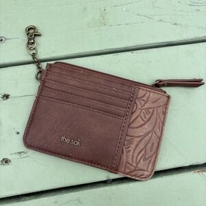 The Sak Women Leather Card Wallet Brown Block Color